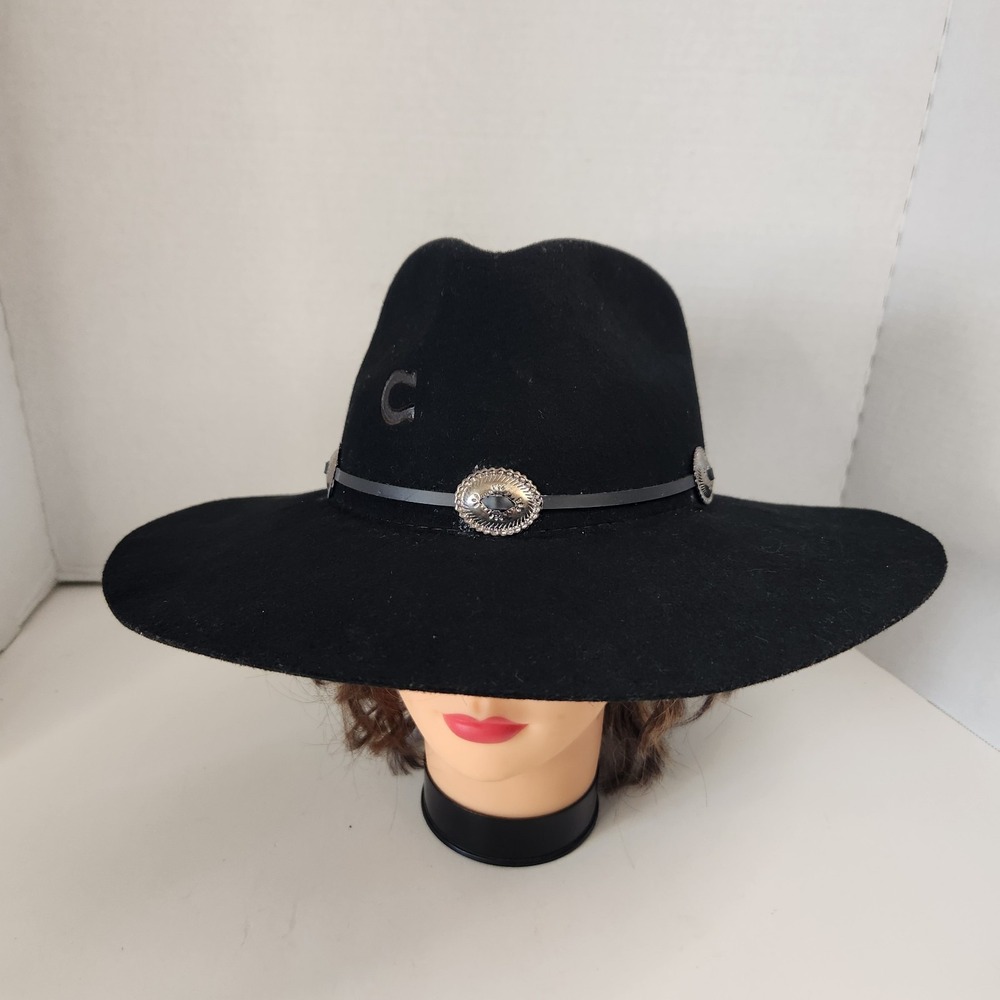 Charlie 1 Horse Traveler Black Felt Western Cowboy Hat With Concho Band Branded